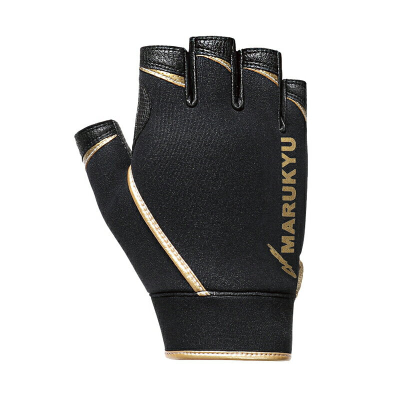 Marukyu Warm Fishing Gloves MQ-01 5-piece 3L Black/Gold 3L