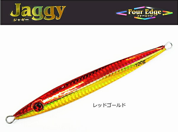 Marushin Fishing Gear Metal Jig Four Edge Jaggy 120g Red Gold