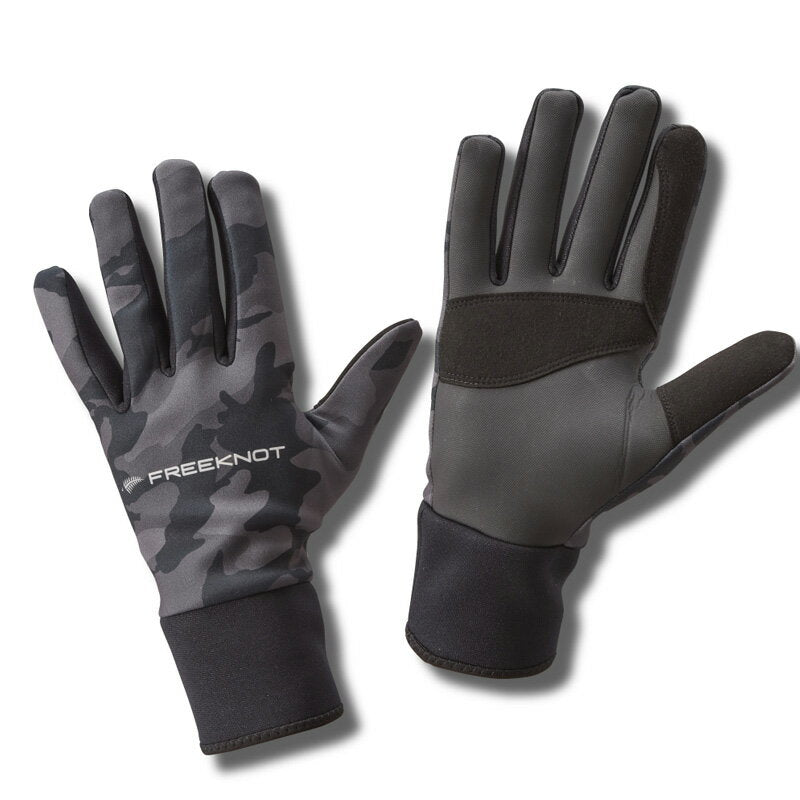 FREEKNOT Cold Weather Gloves FOURON Neoprene Gloves Full Finger Black Camo LL