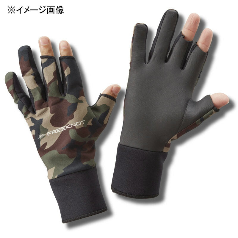 FREEKNOT Cold Weather Gloves FOURON Neoprene Gloves 3-Piece Cut Camouflage LL