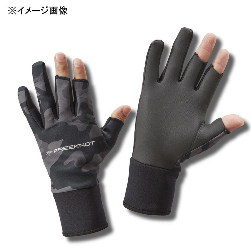 FREEKNOT Cold Weather Gloves FOURON Neoprene Gloves 3-Piece Cut Black Camo L