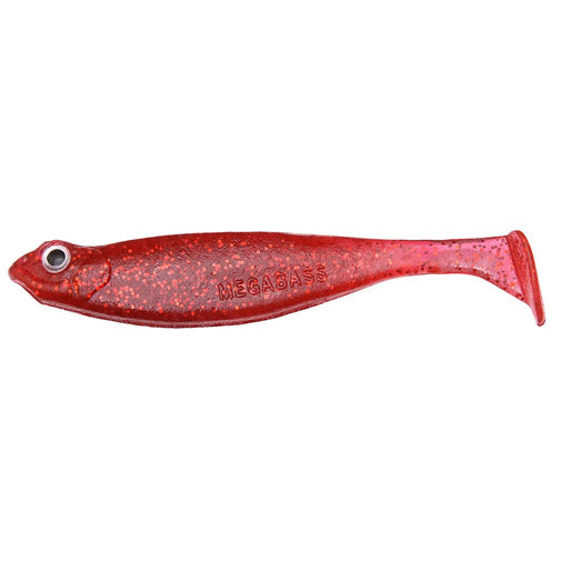 Megabass Worm Hazedon Shad SW 3 inch Clear Red