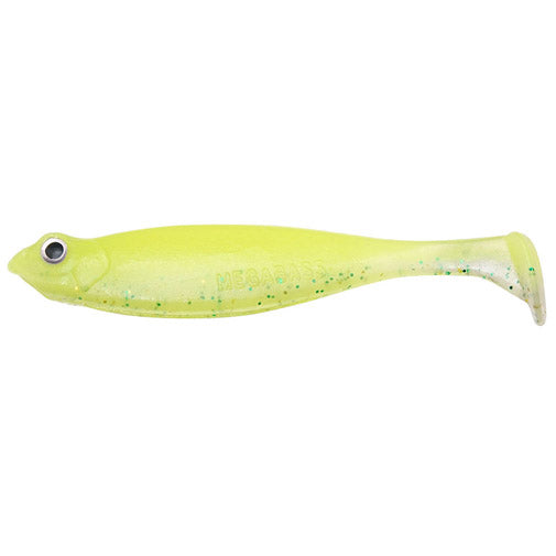 Megabass Worm Hazedon Shad SW 4.2 inch Glow Chart Trime