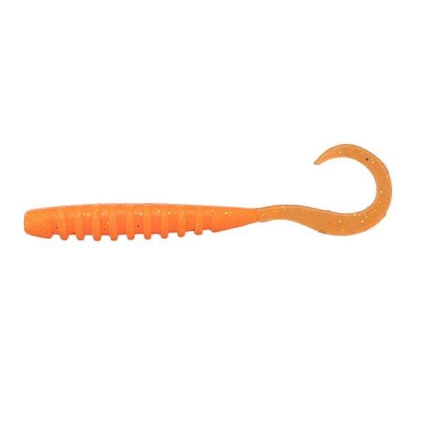 JACKALL Worm Tide Curly 2.0" Glow Orange/Gold Flake