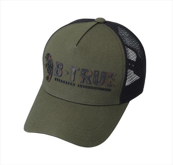 EVERGREEN Hat B-TRUE Rubber Logo Mesh Cap Khaki/Black