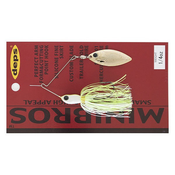 Depth Spinnerbait Buzzbait Mini Bros 1/4oz Single Willow #10 White Chart