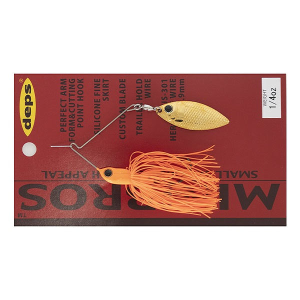 Depth Spinnerbait Buzzbait Mini Bros 1/4oz Single Willow #15 Burning Orange