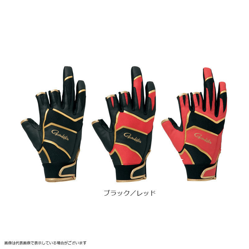 Gamakatsu GM7256 Stretch Fit Gloves (3-piece) Black/Red M