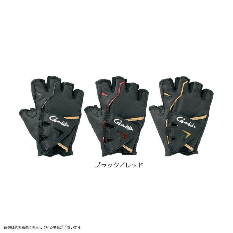 Gamakatsu GM7259 Cross B Fishing Gloves (5-piece) Black/Red L