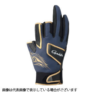 Gamakatsu GM7271 Double Belt Fishing Gloves (3-piece) Navy/Gold L