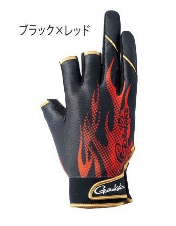 Gamakatsu Stretch Fishing Gloves (3-piece) GM7276 Black/Red M