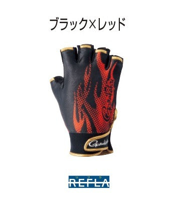 Gamakatsu GM7281 Stretch Fishing Gloves (5-piece) Black/Red M