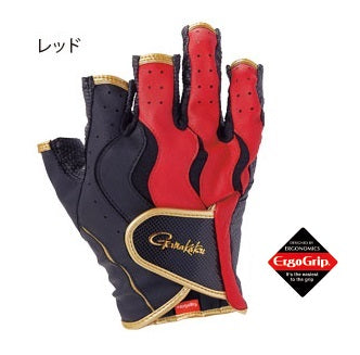 Gamakatsu GM7286 Ergo Grip Gloves 5-piece HS Red L