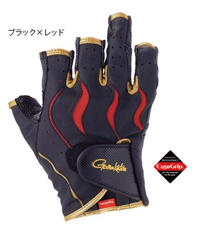 Gamakatsu GM7286 ErgoGrip Gloves 5-piece HS Black/Red LL