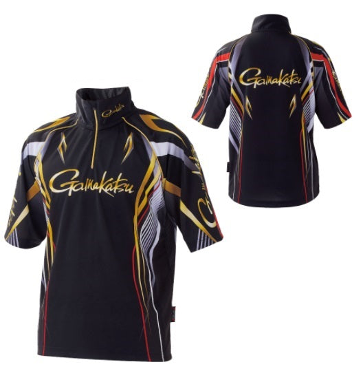 Gamakatsu GM3651 2WAY Print Zip Shirt (Short Sleeve) Black/Red S