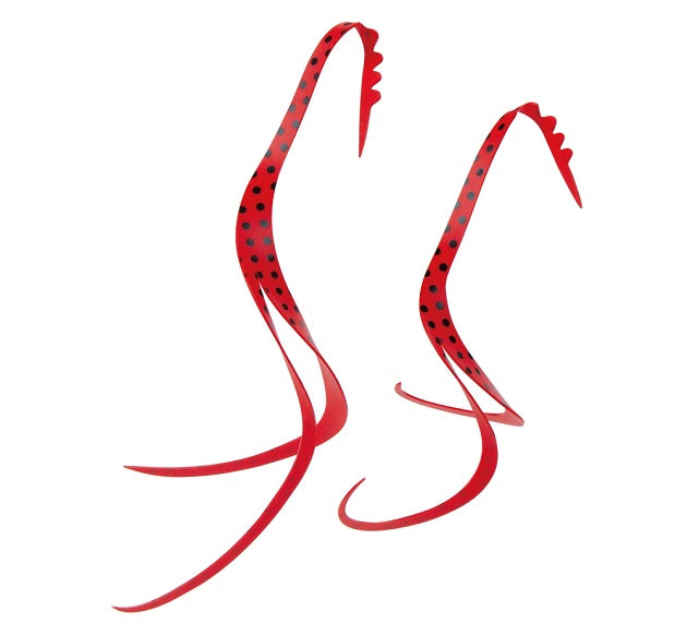 Gamakatsu Tairaba Sakuragen Silicone Tie Slit Curly #14 Solid Red Black Spot