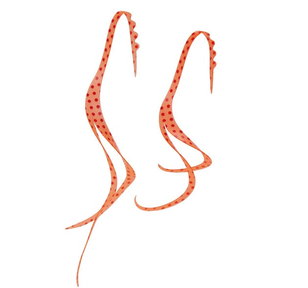 Gamakatsu Tairaba Sakuragen Silicone Tie Slit Curly #33 Red Spot/Orange