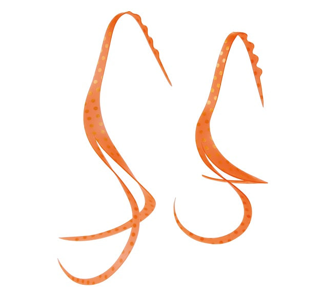 Gamakatsu Tairaba Sakuragen Silicone Tie Slit Curly #51 Orange Gold Spot