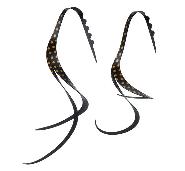 Gamakatsu Tairaba Sakuragen Silicone Tie Slit Curly #52 Solid Black Gold Spot