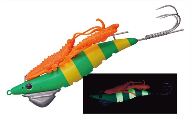 Gamakatsu Worm Octolise Spike Claw #7 Green/Yellow Glow