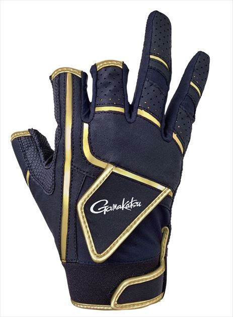 Gamakatsu Gloves GM7290 CORDURA Tournament Gloves (3-piece) Black/Gold M