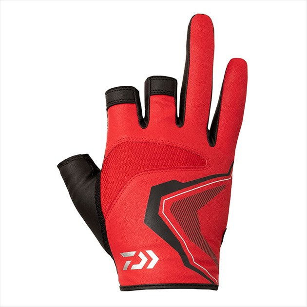 DAIWA Gloves DG-1422 Leather Fit Gloves 3-cut Red M