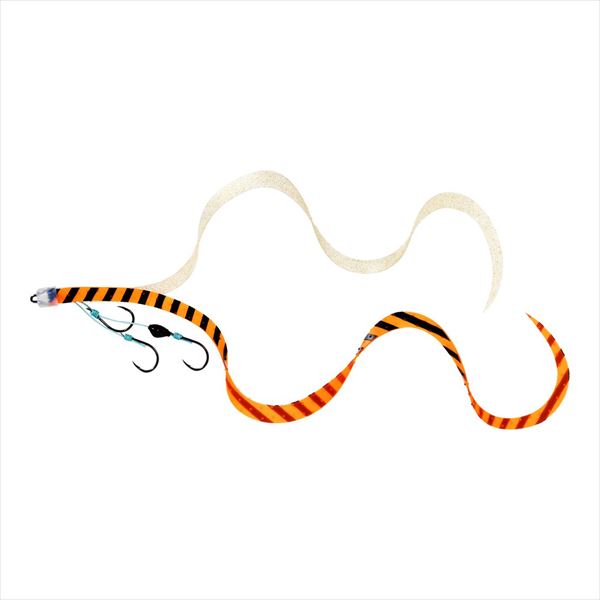 DAIWA Tairaba Red Fang Replacement Unit ƒÀSS Overdone Curly 3-Hook Orange Zebra + Gold Glitter