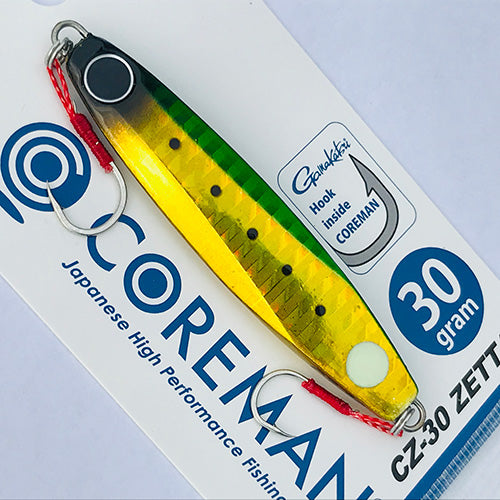 Coreman Metal Jig CZ-30 Zettai On Hook #007 Sardine Gold (Green/Gold)