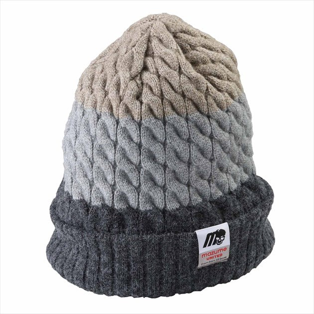 Orange Blue Winter Hat MZCP-F668 MAZUME Knit Watch 3 Charcoal Free Size