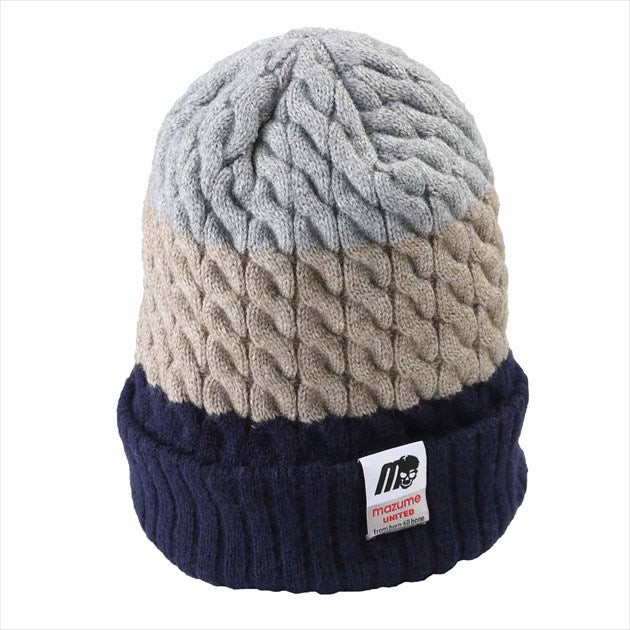 Orange Blue Winter Hat MZCP-F668 MAZUME Knit Watch 3 Navy Free Size