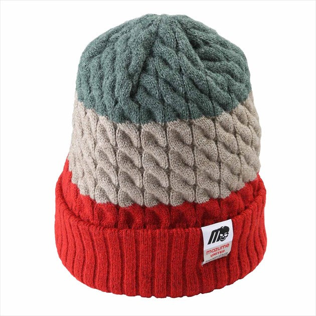 Orange Blue Winter Hat MZCP-F668 MAZUME Knit Watch 3 Red Free Size