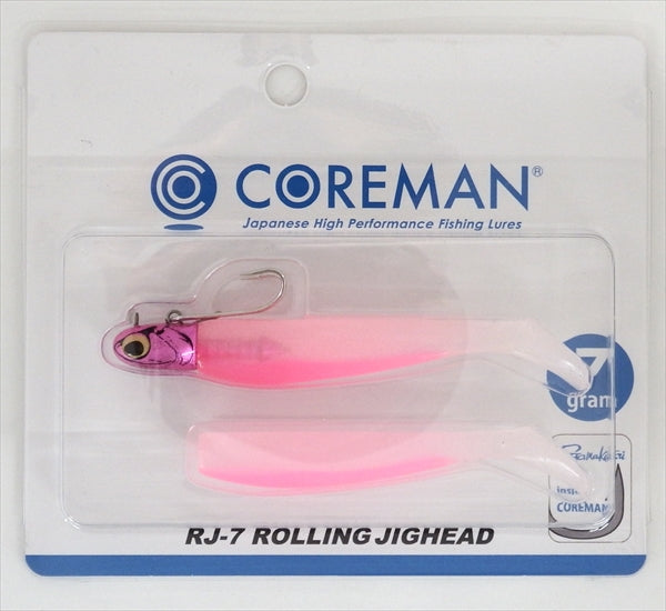 COREMAN Worm RJ-7 Rolling Jig Head #012 Pink Head/Pink Pearl