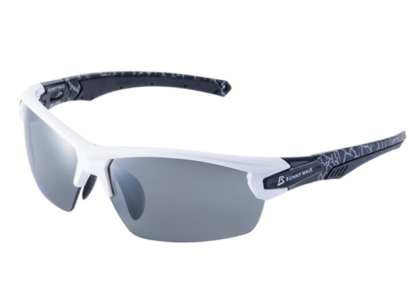 Bunny Walk Polarized Sunglasses BW-0191M White Black Lens: Gray Silver Mirror