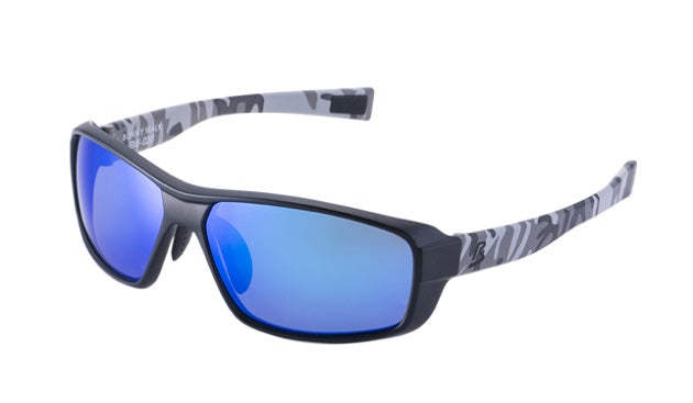 Bunny Walk Polarized Sunglasses BW-0200M Black Gray Camo Lens: Gray Blue Mirror