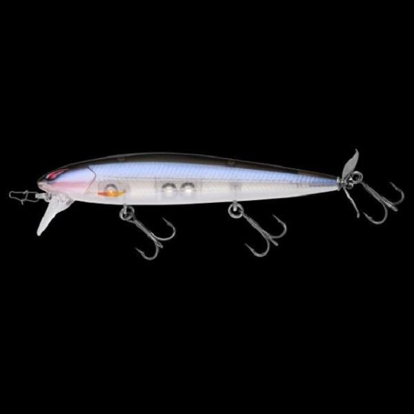 NORIES Bass Lure Laydown Minnow Wake Prop Plus BR-301 Crystal Aurora Ghost