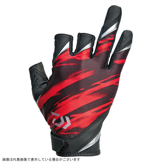 DAIWA DG-20009 Padded quick-drying gloves, 3-piece cut, slash red, M