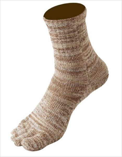 Freeknot socks Y5138-26-30 Layer Tech mid socks, 5-toe, brown