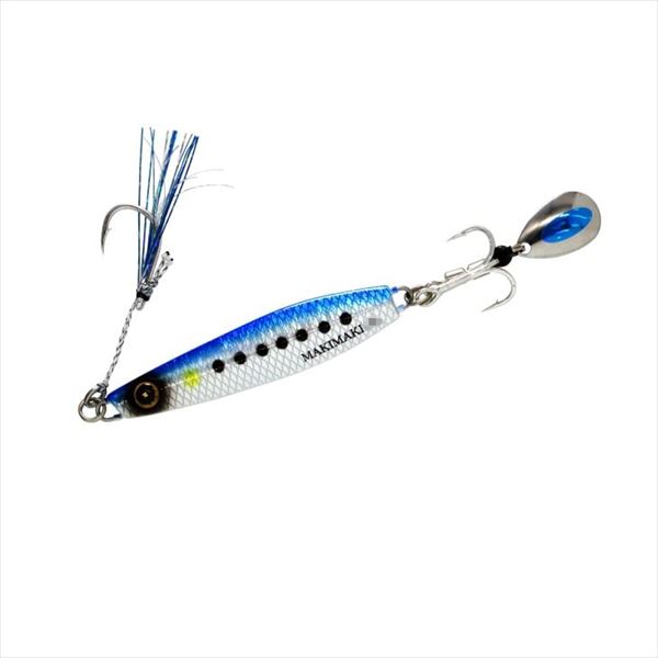 Hayabusa Jig FS417-20-12 Easy Winding Jig Jack Eye Makimaki Real Fish Scale Blue Sardine Mesh Luminous