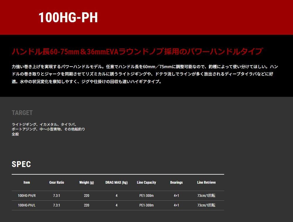 TAILWALK Baitcasting Reel SEIRENS BM 100HG-PH/R