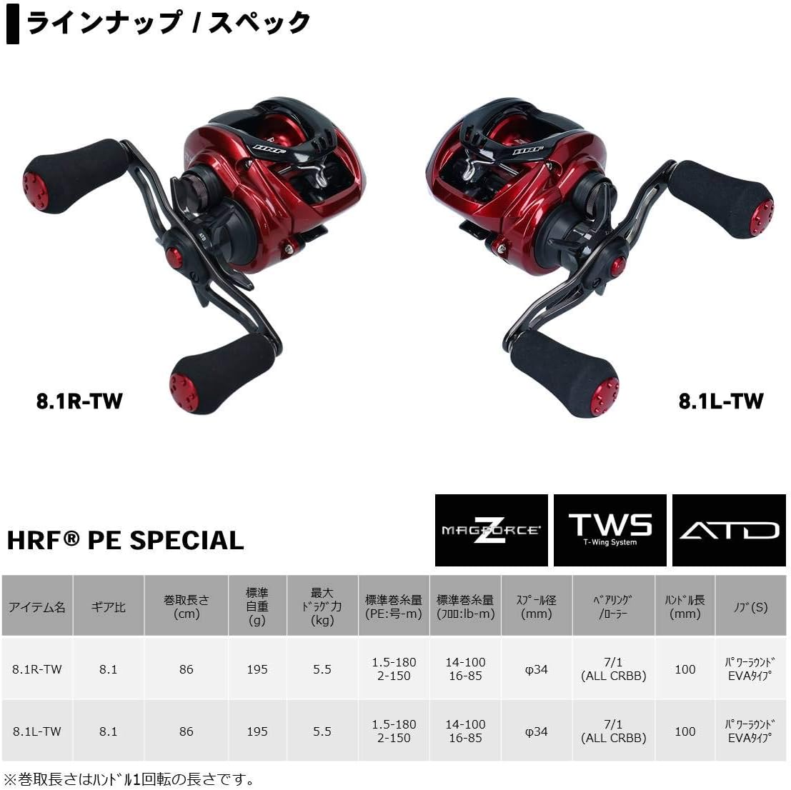 DAIWA Baitcasting Reel HRF PE Special 8.1L-TW 2020 Model (Left-handed)