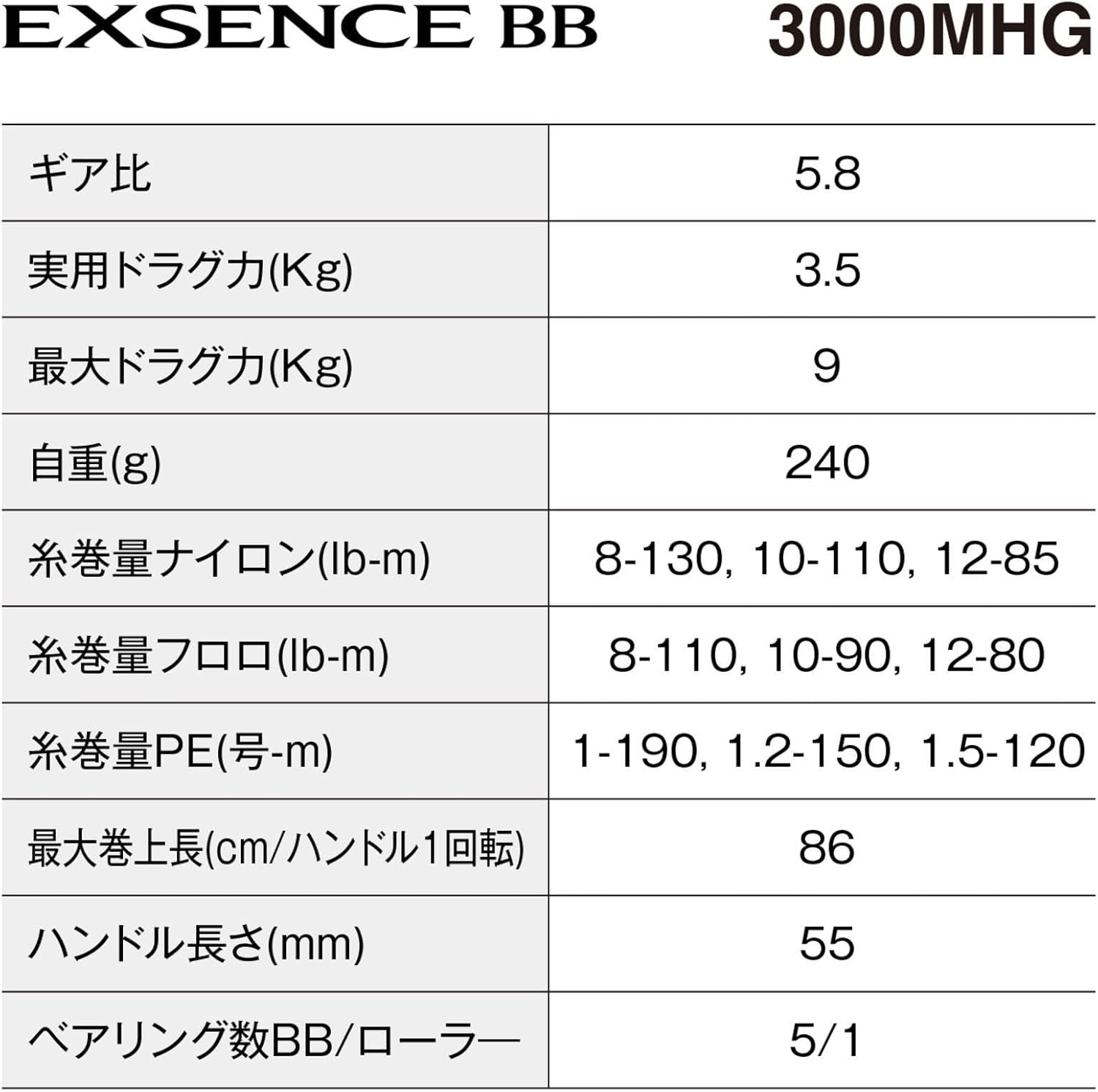 SHIMANO Spinning Reel 24 Exsence BB 3000MHG