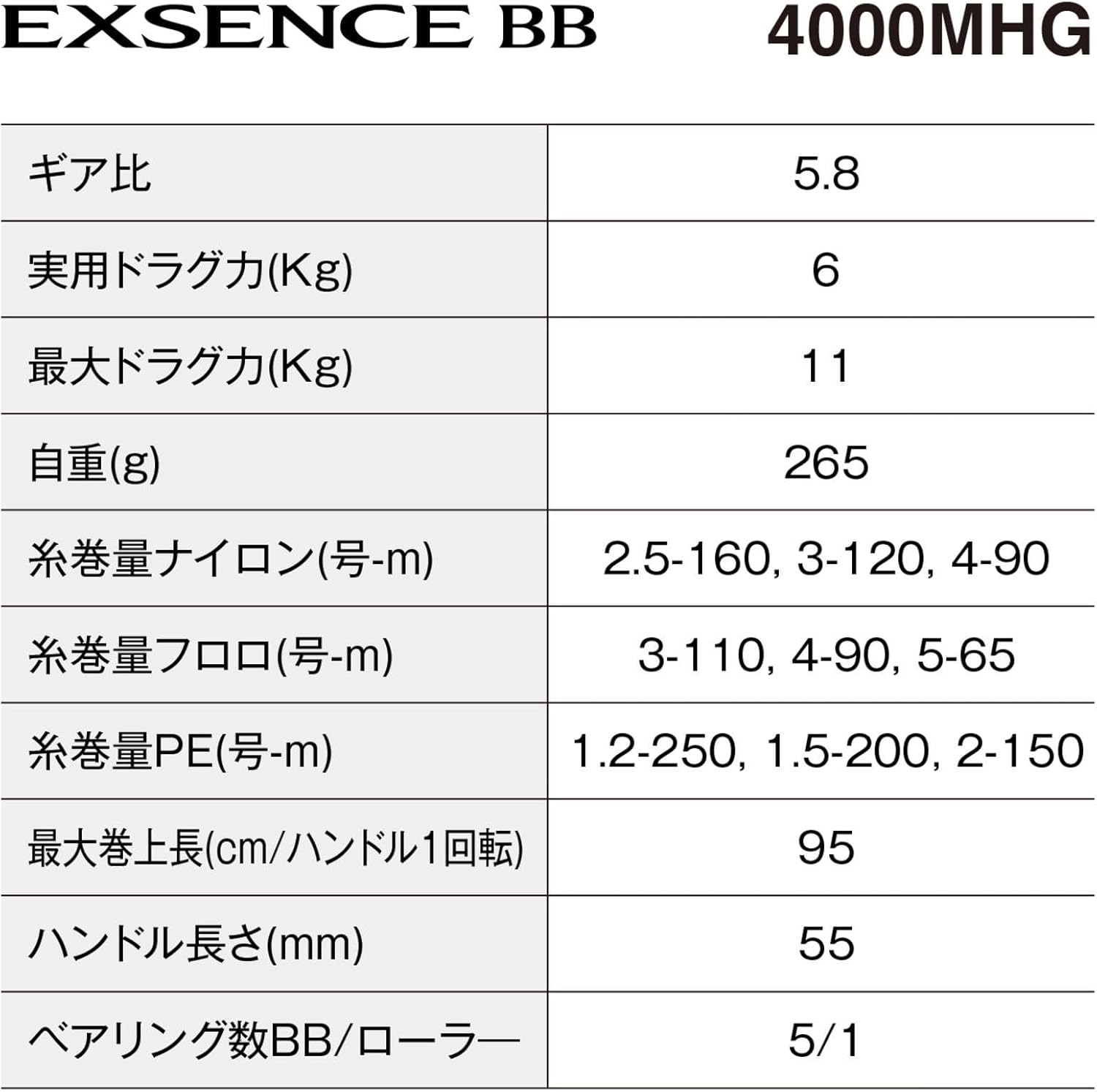 SHIMANO Spinning Reel 24 Exsence BB 4000MHG