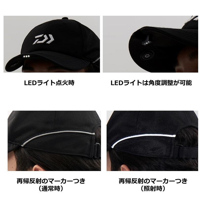 DAIWA Hat DC-3623 Half Mesh Cap with LED Light Black Free Size