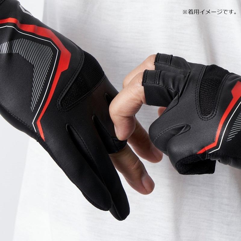 DAIWA Gloves DG-1422 Leather Fit Gloves 3-cut Red L